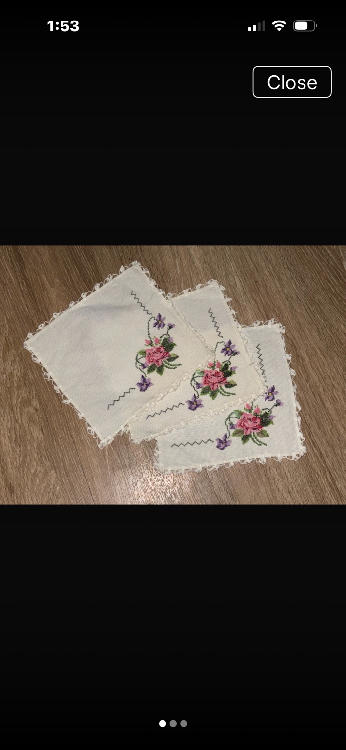 Embroidered floral vintage linens