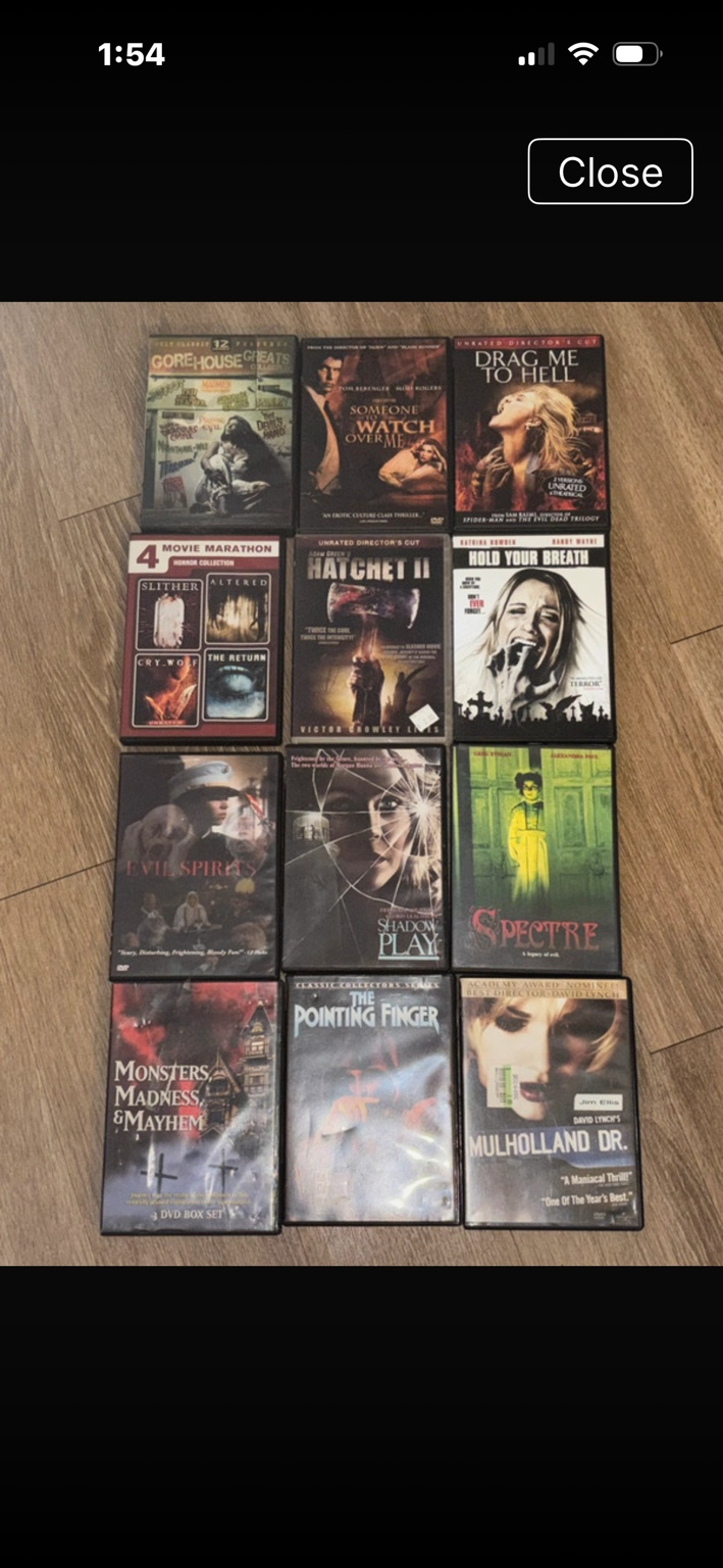 A collection of cult and horror DVDs
