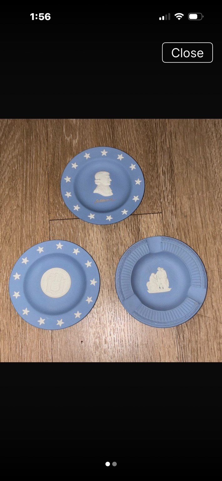 Three blue and white decorative plates