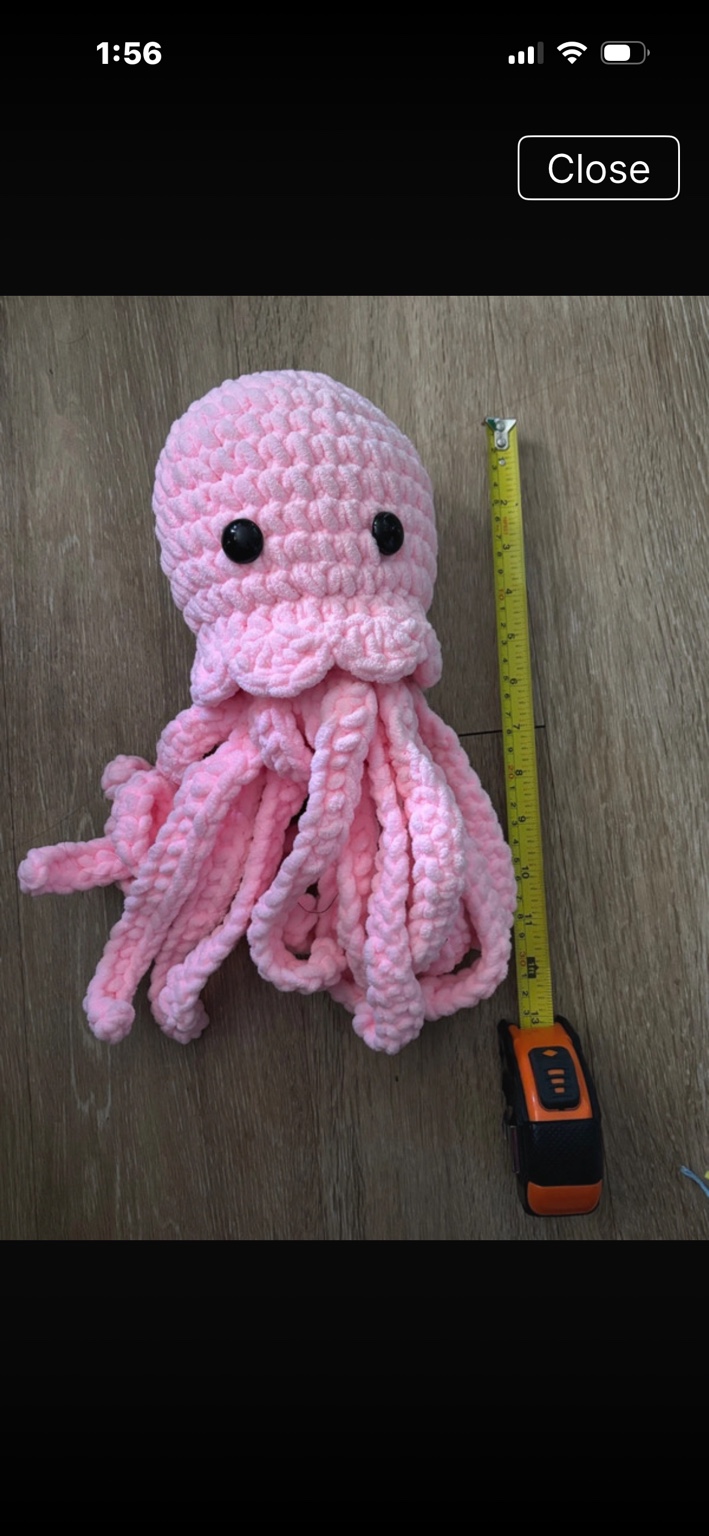 Soft pink crocheted octopus